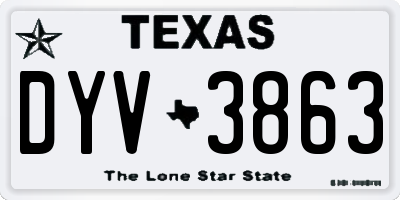 TX license plate DYV3863