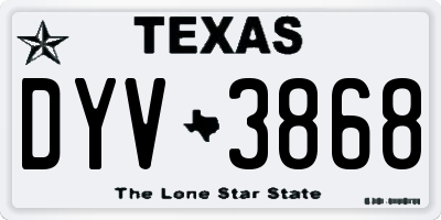 TX license plate DYV3868