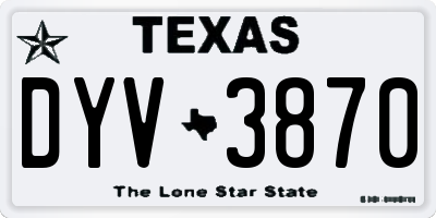 TX license plate DYV3870