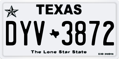 TX license plate DYV3872