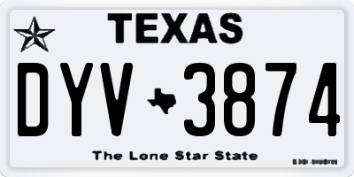TX license plate DYV3874