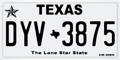 TX license plate DYV3875