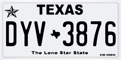 TX license plate DYV3876