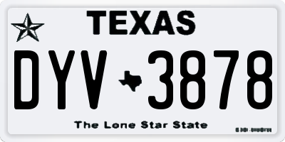 TX license plate DYV3878