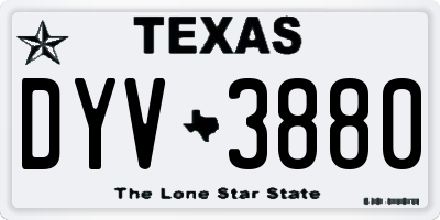 TX license plate DYV3880