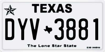 TX license plate DYV3881