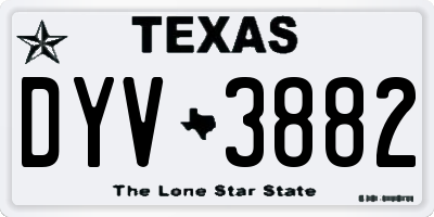 TX license plate DYV3882