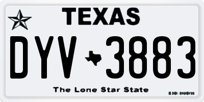 TX license plate DYV3883