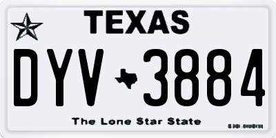 TX license plate DYV3884