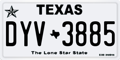 TX license plate DYV3885