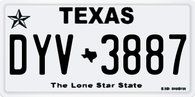 TX license plate DYV3887