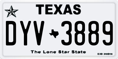 TX license plate DYV3889