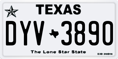 TX license plate DYV3890