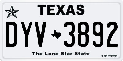 TX license plate DYV3892