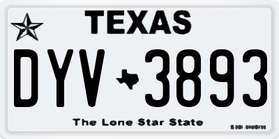 TX license plate DYV3893
