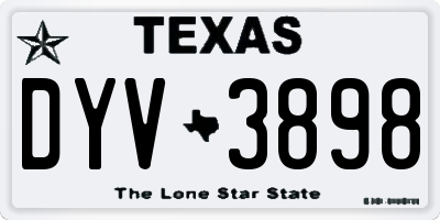 TX license plate DYV3898