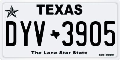 TX license plate DYV3905