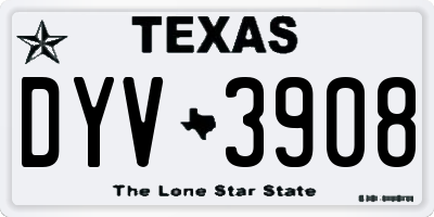 TX license plate DYV3908