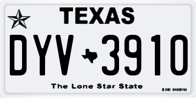 TX license plate DYV3910