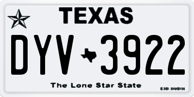 TX license plate DYV3922