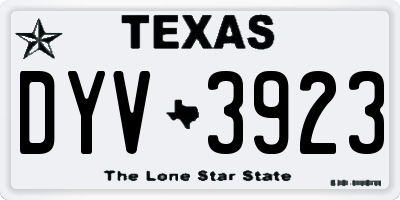 TX license plate DYV3923