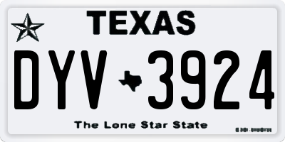 TX license plate DYV3924