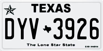 TX license plate DYV3926