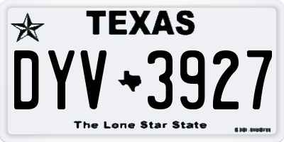 TX license plate DYV3927