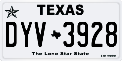 TX license plate DYV3928