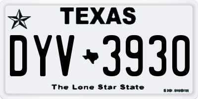 TX license plate DYV3930