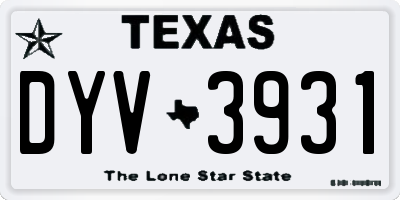 TX license plate DYV3931