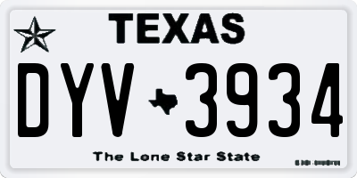 TX license plate DYV3934