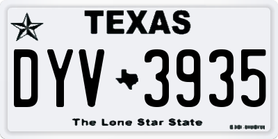 TX license plate DYV3935