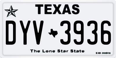 TX license plate DYV3936