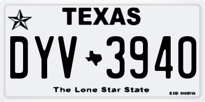 TX license plate DYV3940