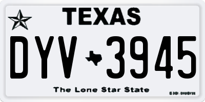 TX license plate DYV3945