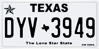 TX license plate DYV3949