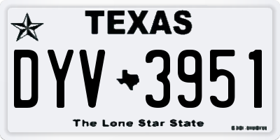 TX license plate DYV3951