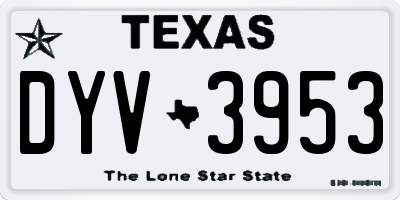 TX license plate DYV3953