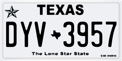 TX license plate DYV3957