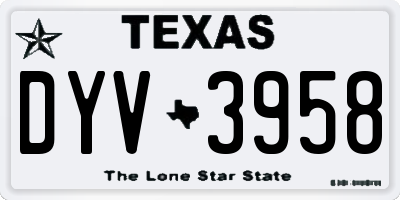 TX license plate DYV3958