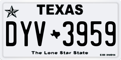 TX license plate DYV3959