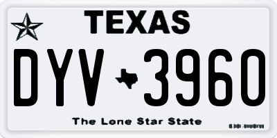 TX license plate DYV3960