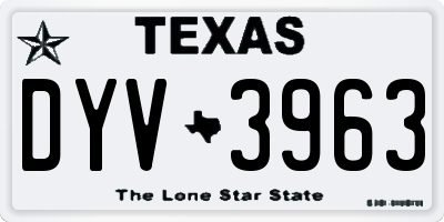 TX license plate DYV3963