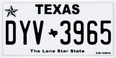 TX license plate DYV3965