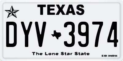 TX license plate DYV3974