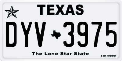 TX license plate DYV3975