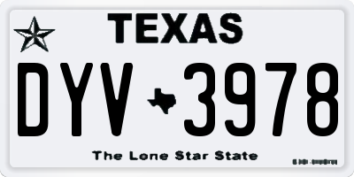 TX license plate DYV3978