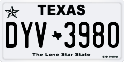 TX license plate DYV3980