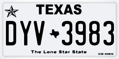 TX license plate DYV3983